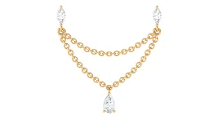 Moissanite Double Chain Earring for Helix Piercing
