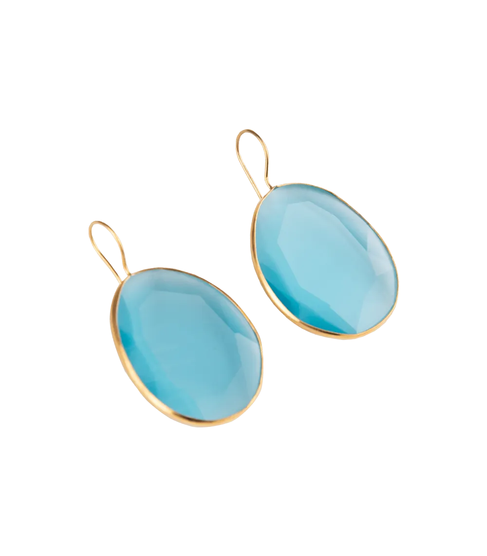 Molly Earrings Cat Eyes Pebble Large Model Gold Plated