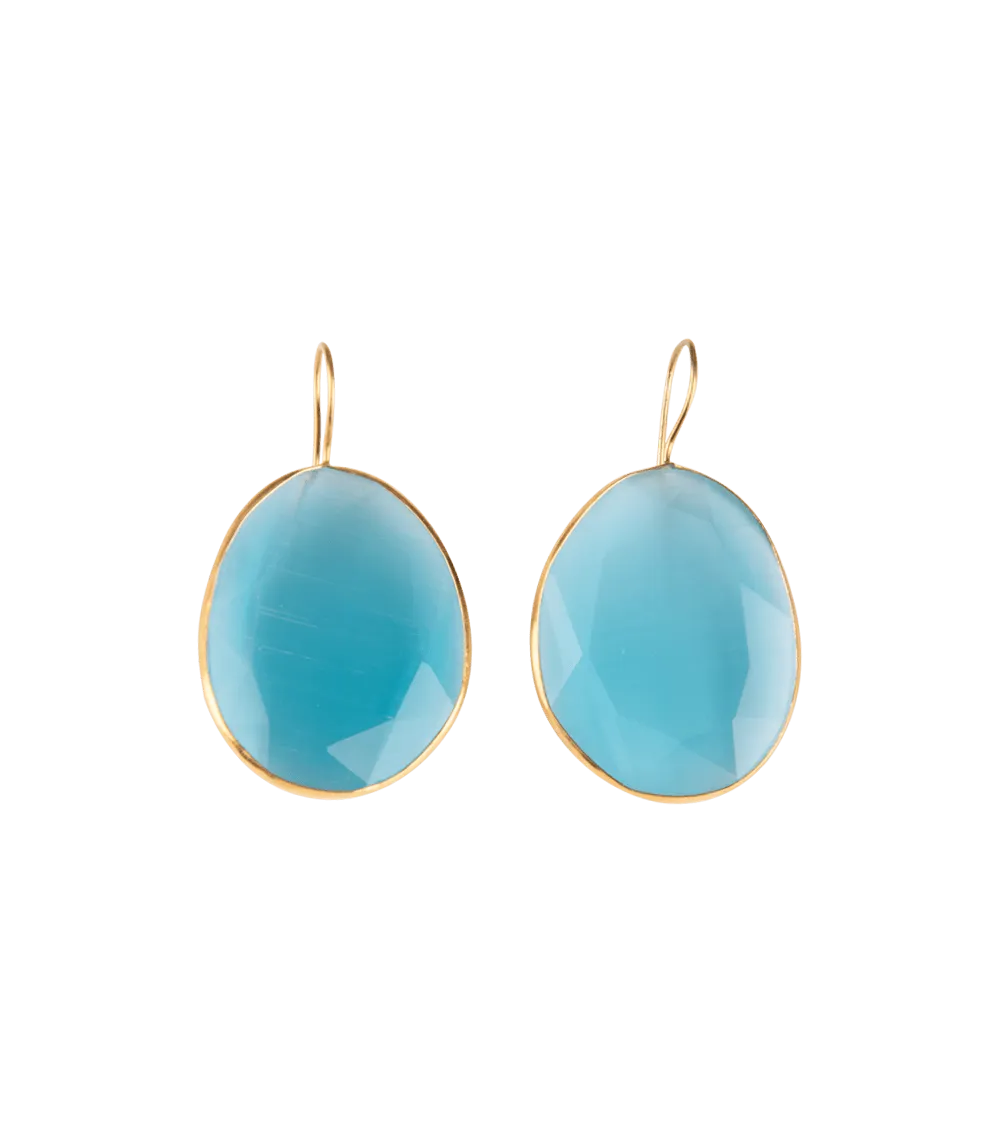 Molly Earrings Cat Eyes Pebble Large Model Gold Plated