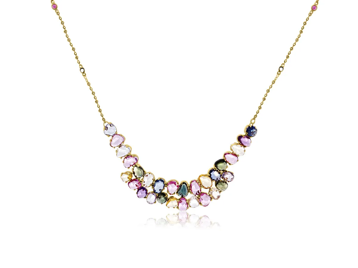 Multi Sapphire 'Bib' Necklace