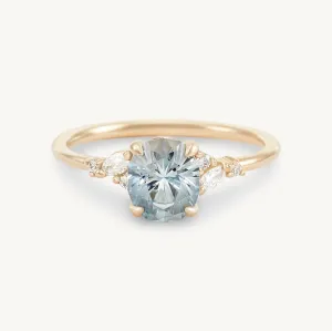 mystic love one-of-a-kind ring - 14k yellow gold ring, icy blue oval sapphire