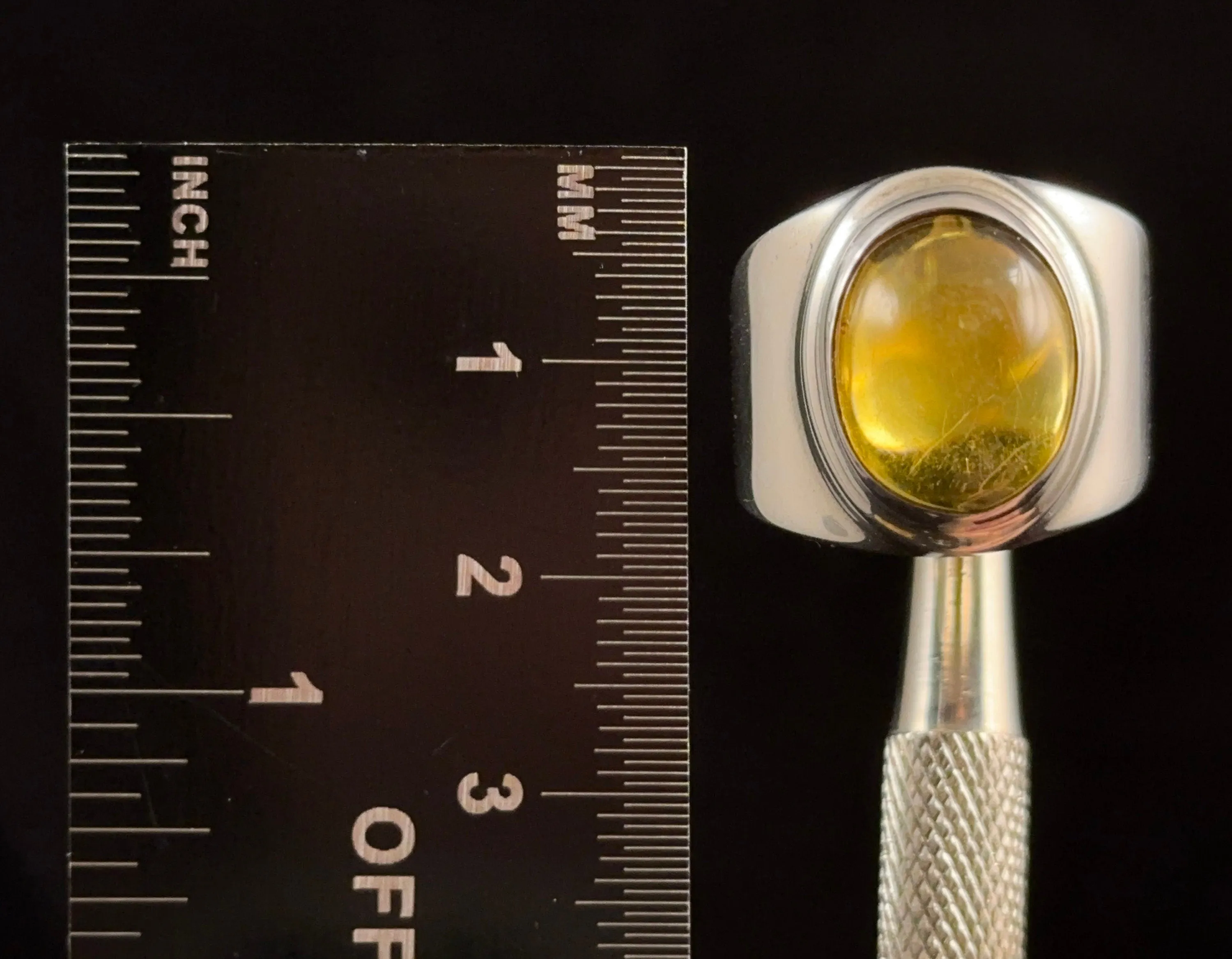 Natural AMBER Ring - SIZE 6.75- Genuine Sterling Silver Ring with a Polished AMBER Center Stone, 53782