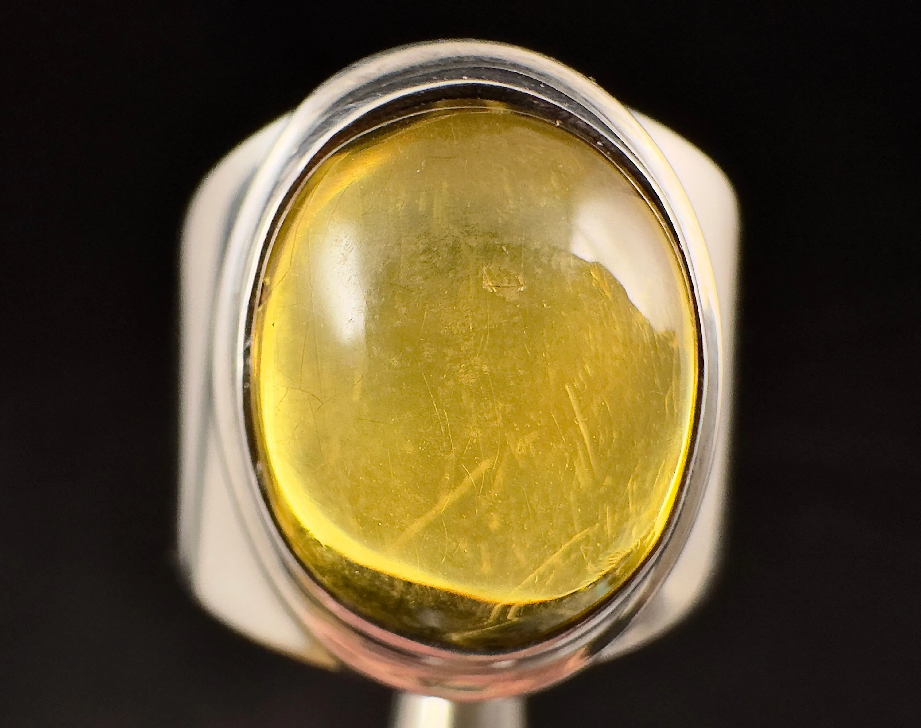 Natural AMBER Ring - SIZE 6.75- Genuine Sterling Silver Ring with a Polished AMBER Center Stone, 53782