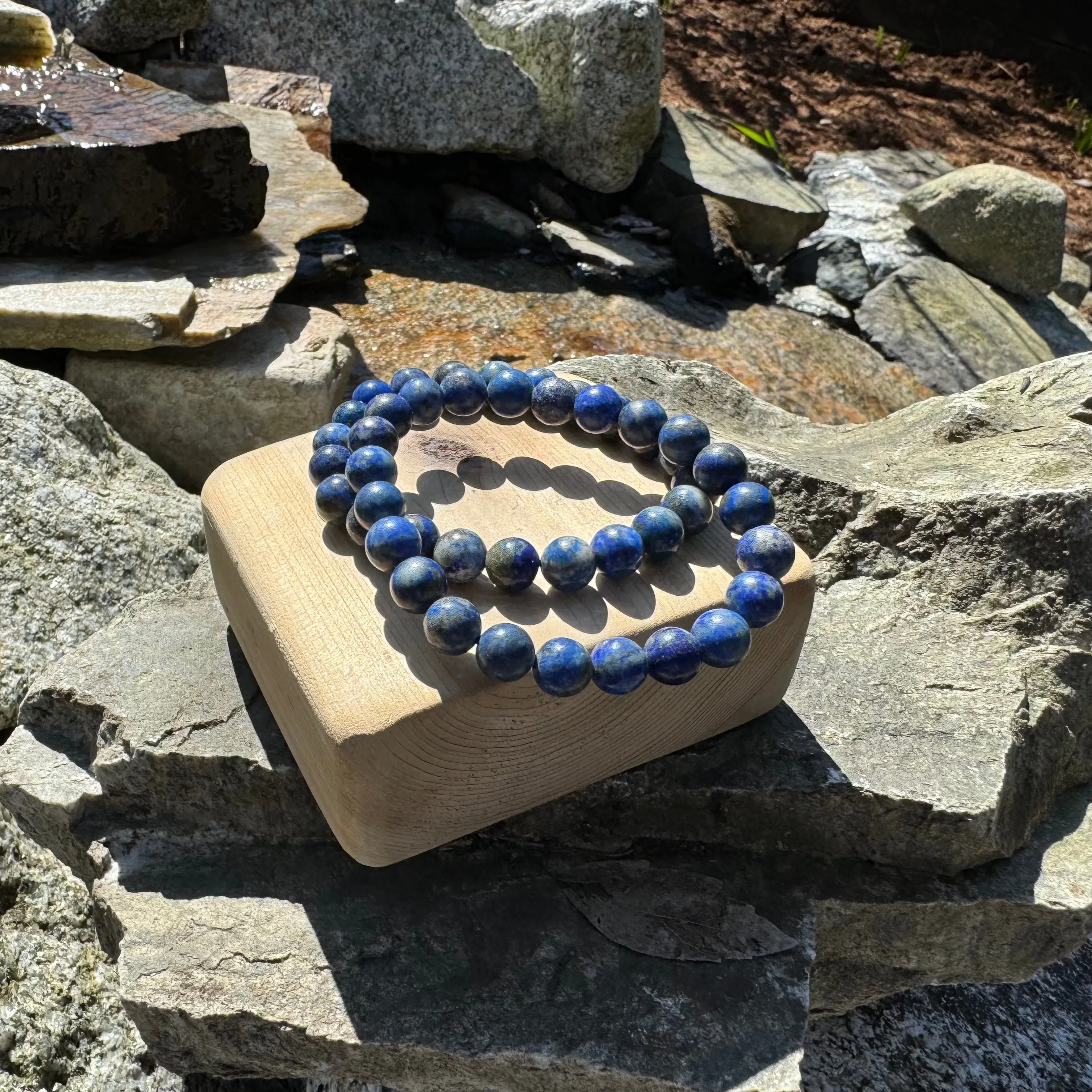 Natural Lapis Lazuli 8mm Bead Bracelet, Stretch Band, Handmade Gemstone Jewelry, Healing Crystal, Unisex Gift, Wisdom Bracelet