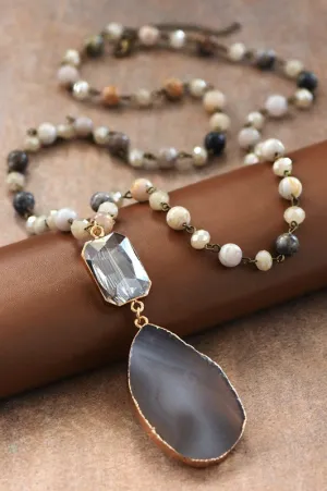 NATURAL STONE PENDANT NECKLACE (AGATE)