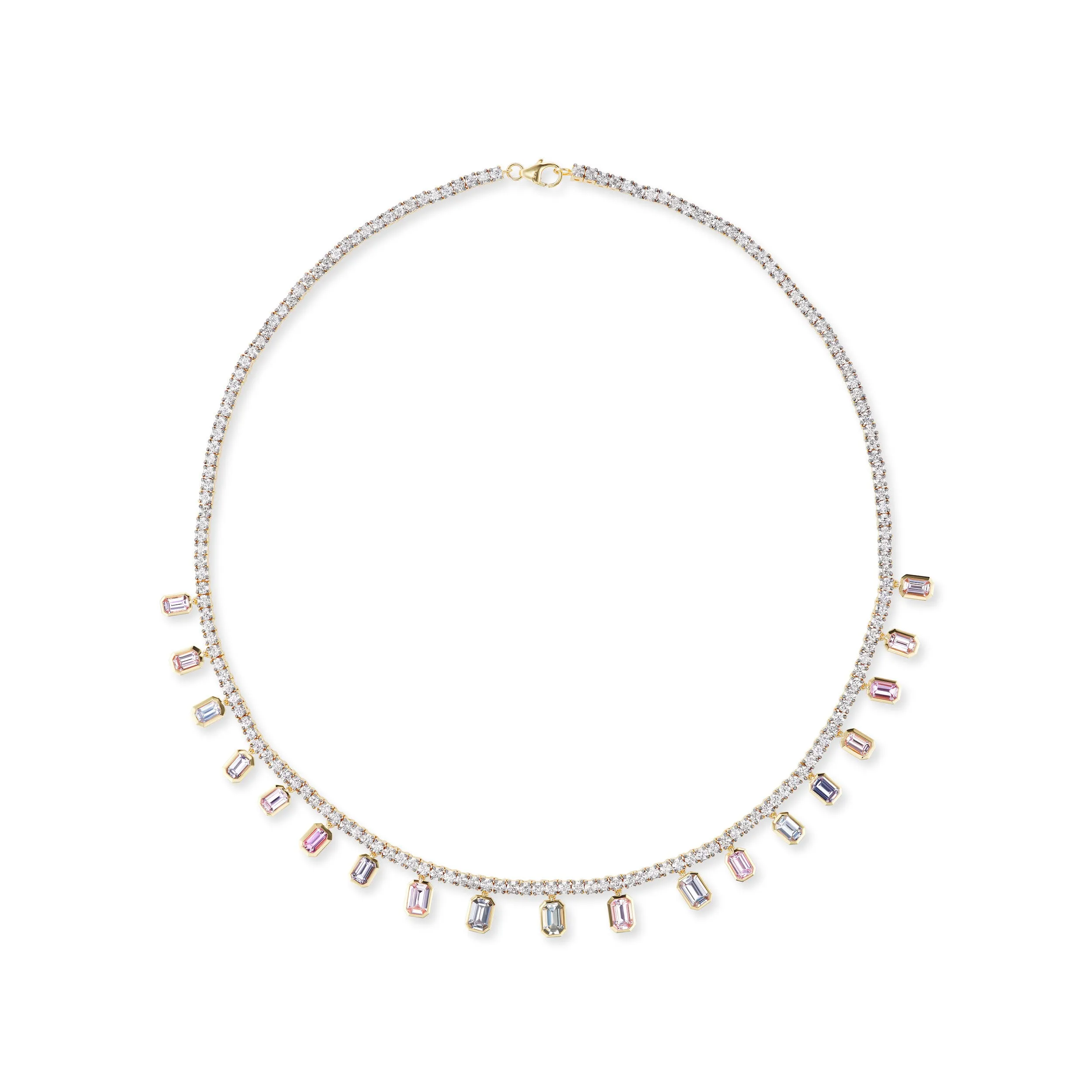 One of a Kind Pastel Sapphire Baguette Tennis Necklace