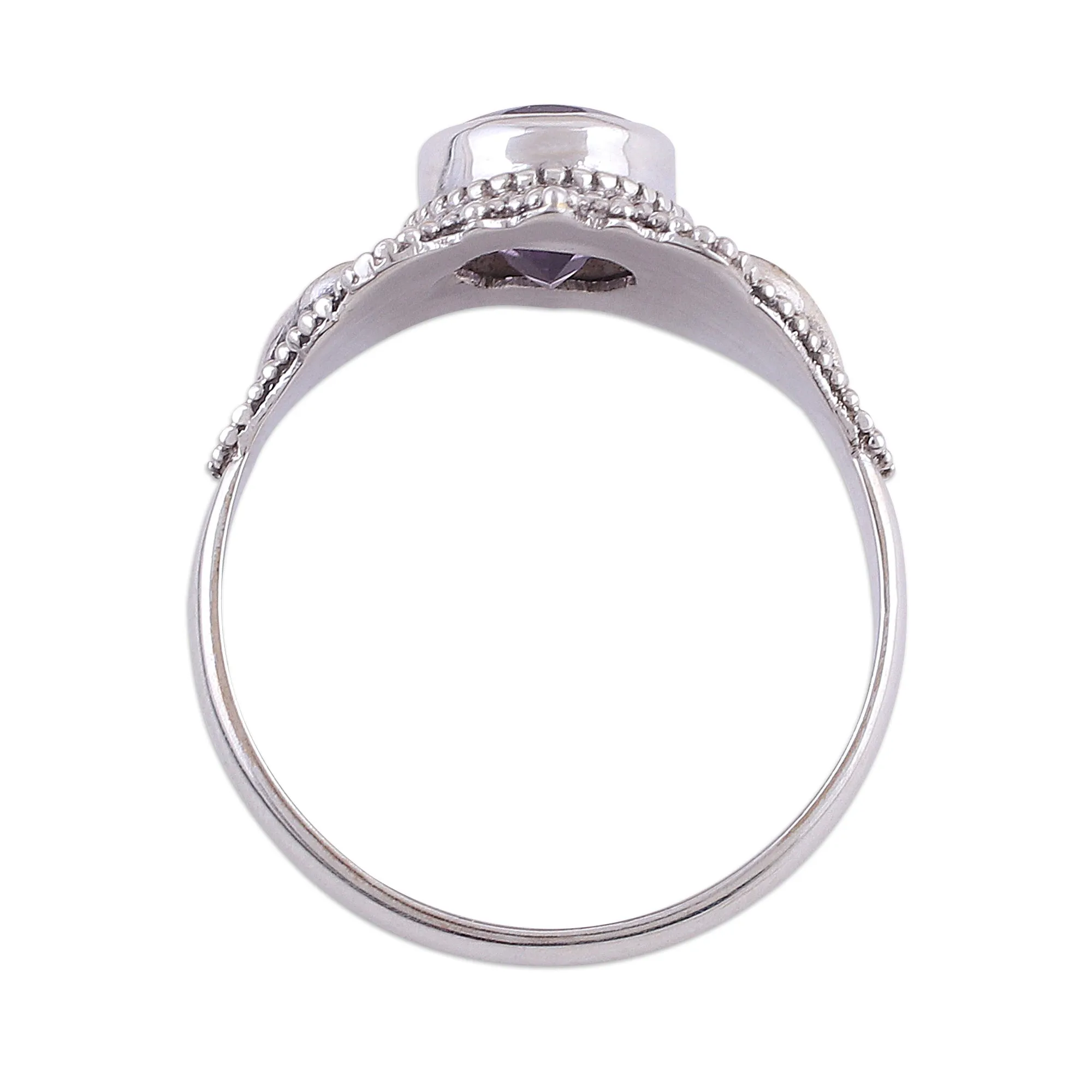 Oval Amethyst and Sterling Silver Cocktail Ring from India - Ethereal Tendrils | NOVICA