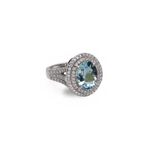 Pastel Diamond Split-Band Large Oval Ring