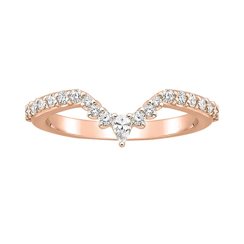 Pear and Round Stackable Curved Engagement Rings