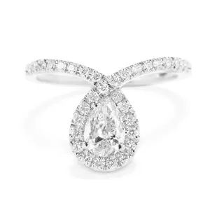 Pear Halo Diamond Unique Engagement Ring - Bliss ♥