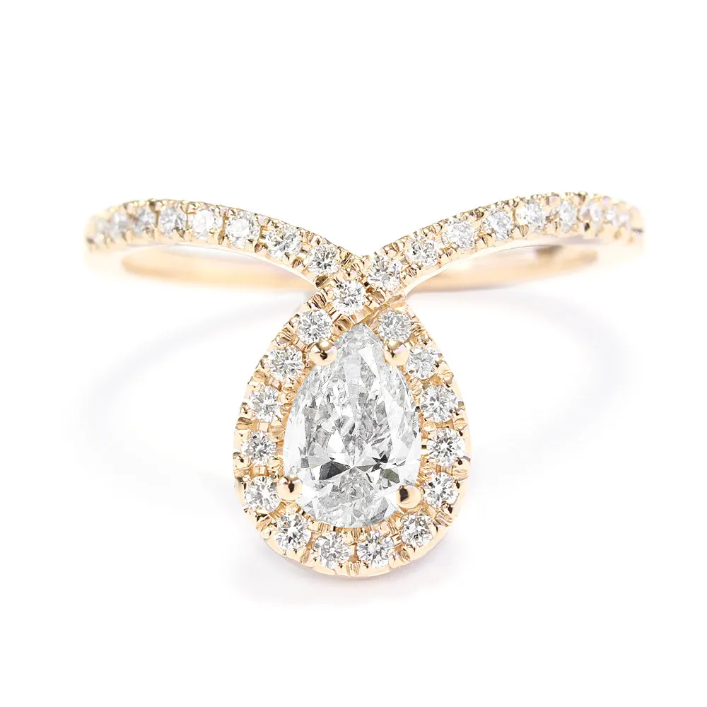 Pear Halo Diamond Unique Engagement Ring - Bliss ♥