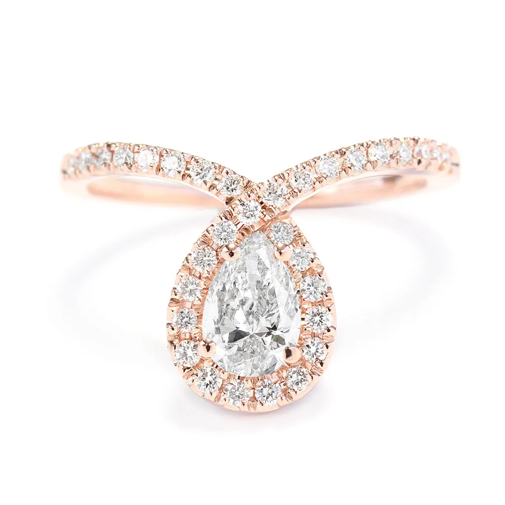 Pear Halo Diamond Unique Engagement Ring - Bliss ♥