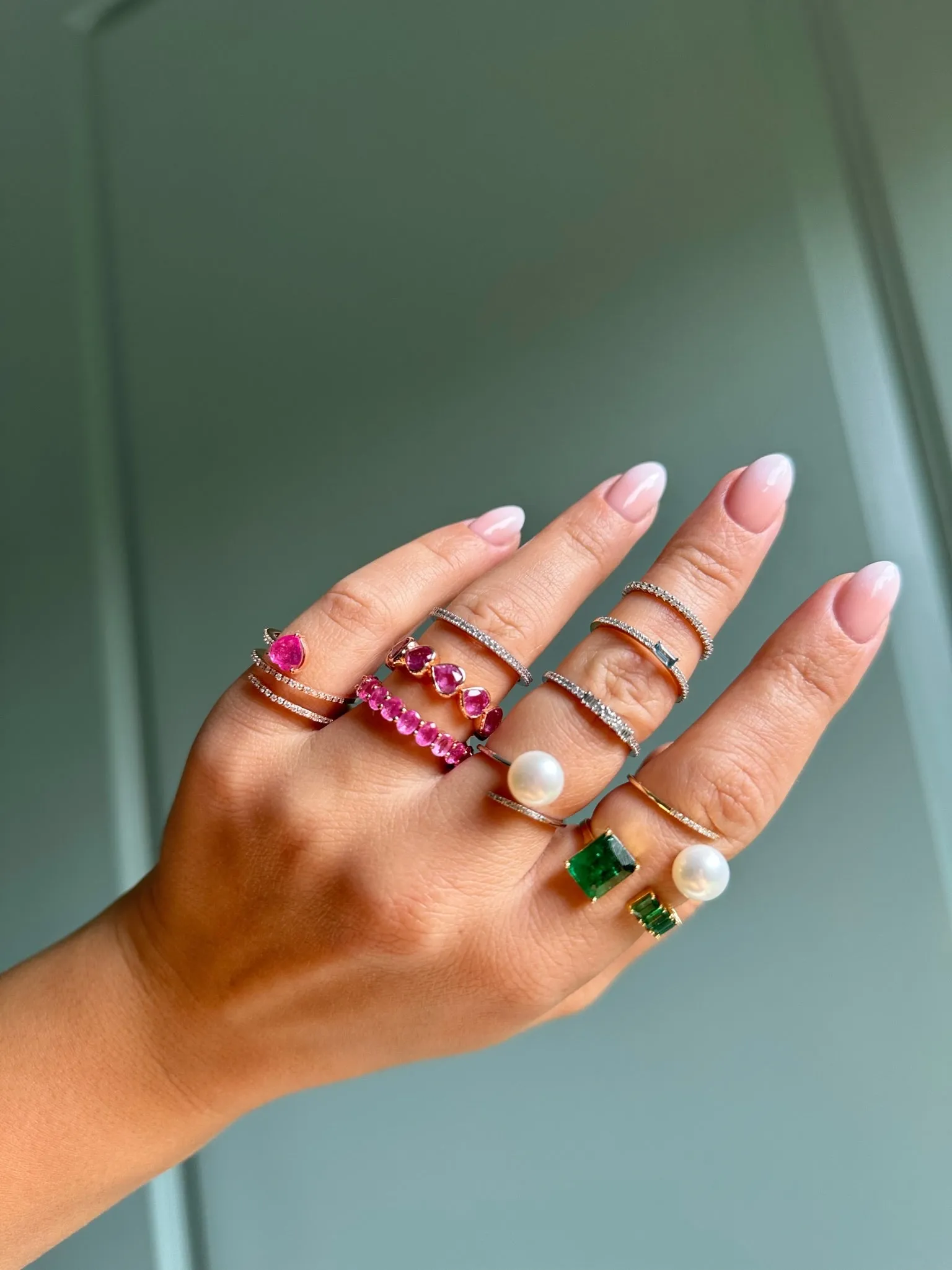 Pearl and 0.3tw diamond bypass ring