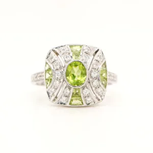 Peridot and CZ ring in sterling silver