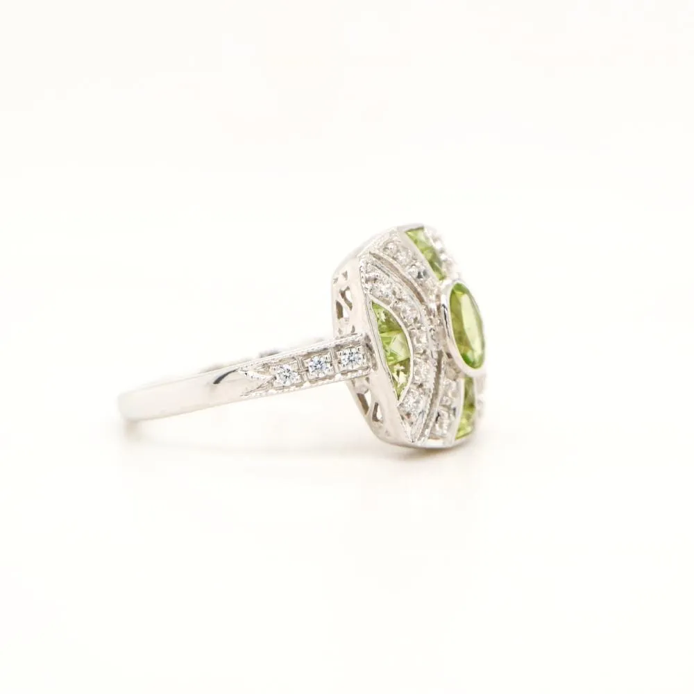 Peridot and CZ ring in sterling silver