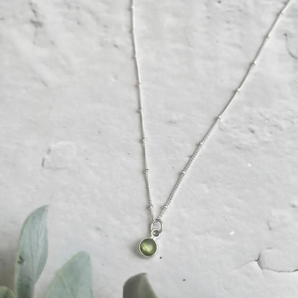 Peridot Sterling Silver Birthstone Necklace