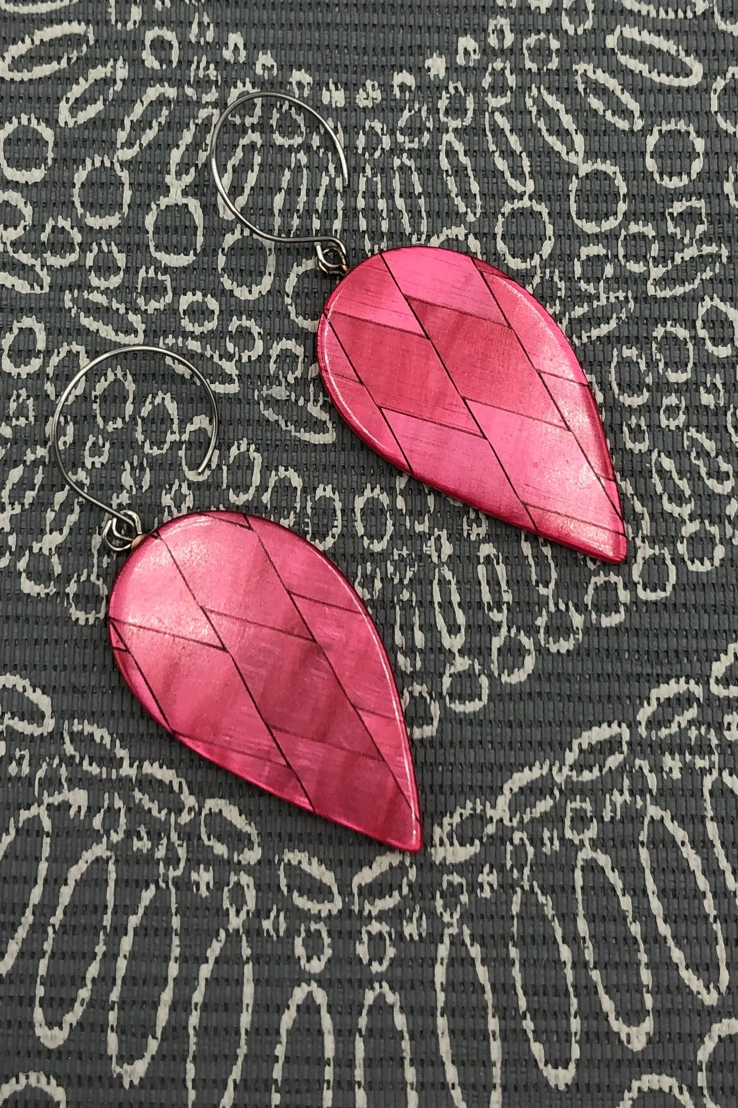 Pink Leaf Moonglow Statement Earrings