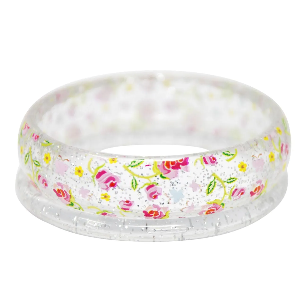 Pink Poppy Floral Print Glitter Bangle 2 Piece Assorted Styles