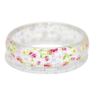 Pink Poppy Floral Print Glitter Bangle 2 Piece Assorted Styles
