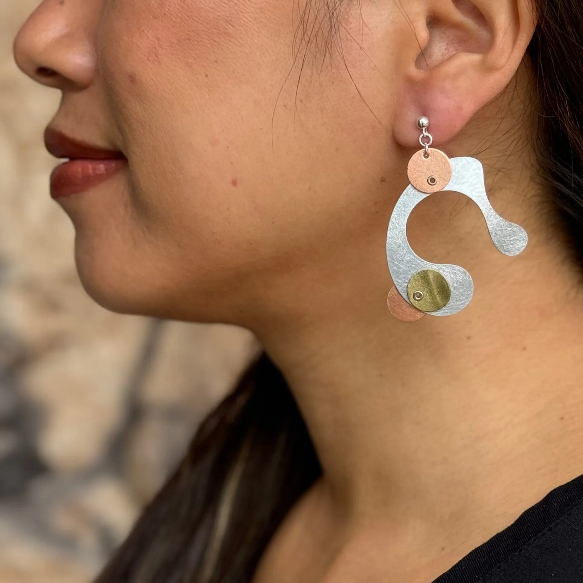 POP 1 Dripping Tri Metal Dangle Earrings from BUBBLES