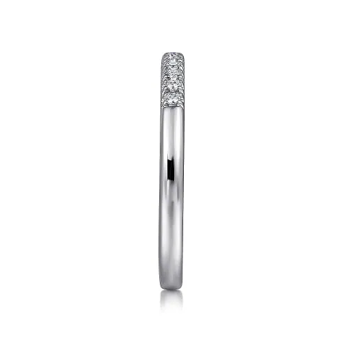 Portofino - 14K White Gold 11 Stone French Pave Diamond Wedding Band - 0.1ct