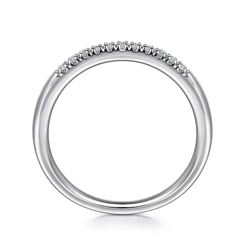 Portofino - 14K White Gold 11 Stone French Pave Diamond Wedding Band - 0.1ct