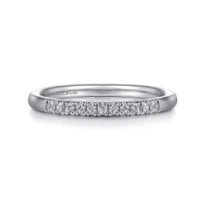 Portofino - 14K White Gold 11 Stone French Pave Diamond Wedding Band - 0.1ct