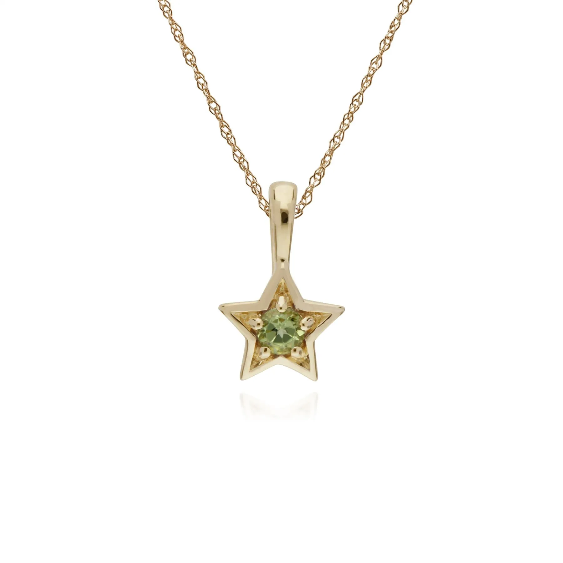 Péridot Collier, 9 CT Péridot or Jaune Pierre Unique Étoile Pendentif sur 45cm Chaîne