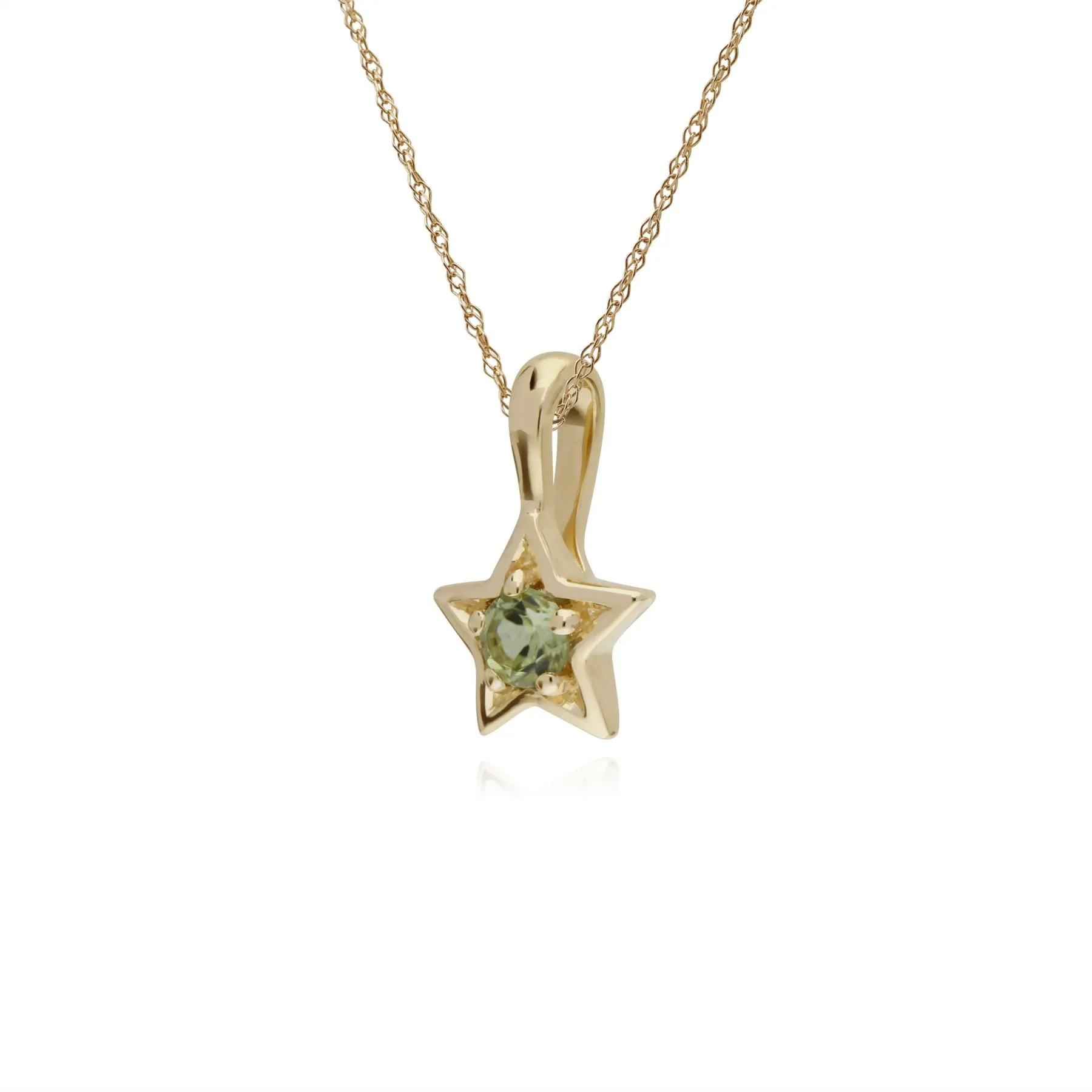 Péridot Collier, 9 CT Péridot or Jaune Pierre Unique Étoile Pendentif sur 45cm Chaîne