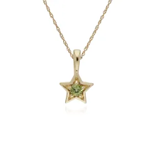 Péridot Collier, 9 CT Péridot or Jaune Pierre Unique Étoile Pendentif sur 45cm Chaîne
