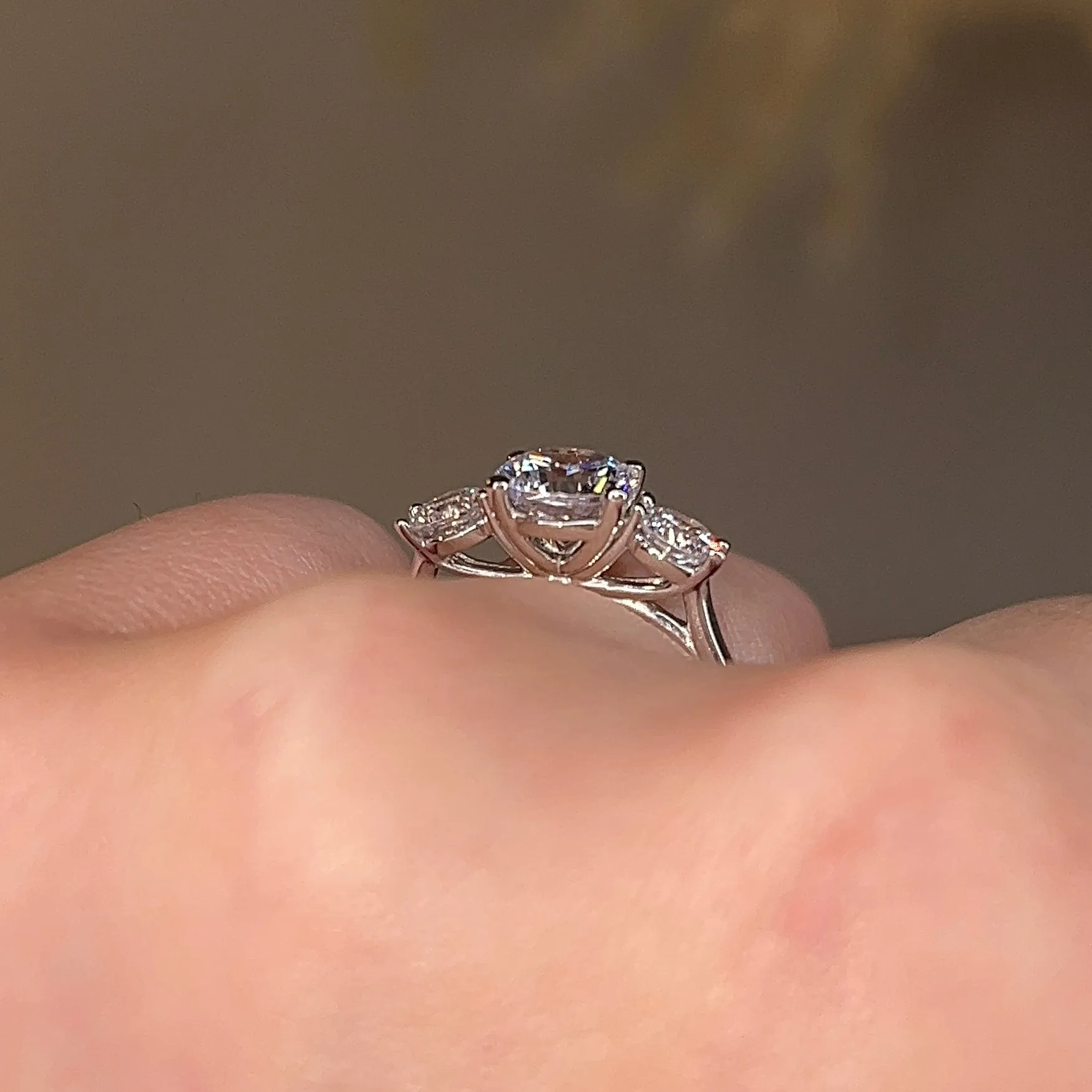 "Harper" Three Stone Round Brilliant Cut Diamond Trilogy Engagement Ring 3SRB51