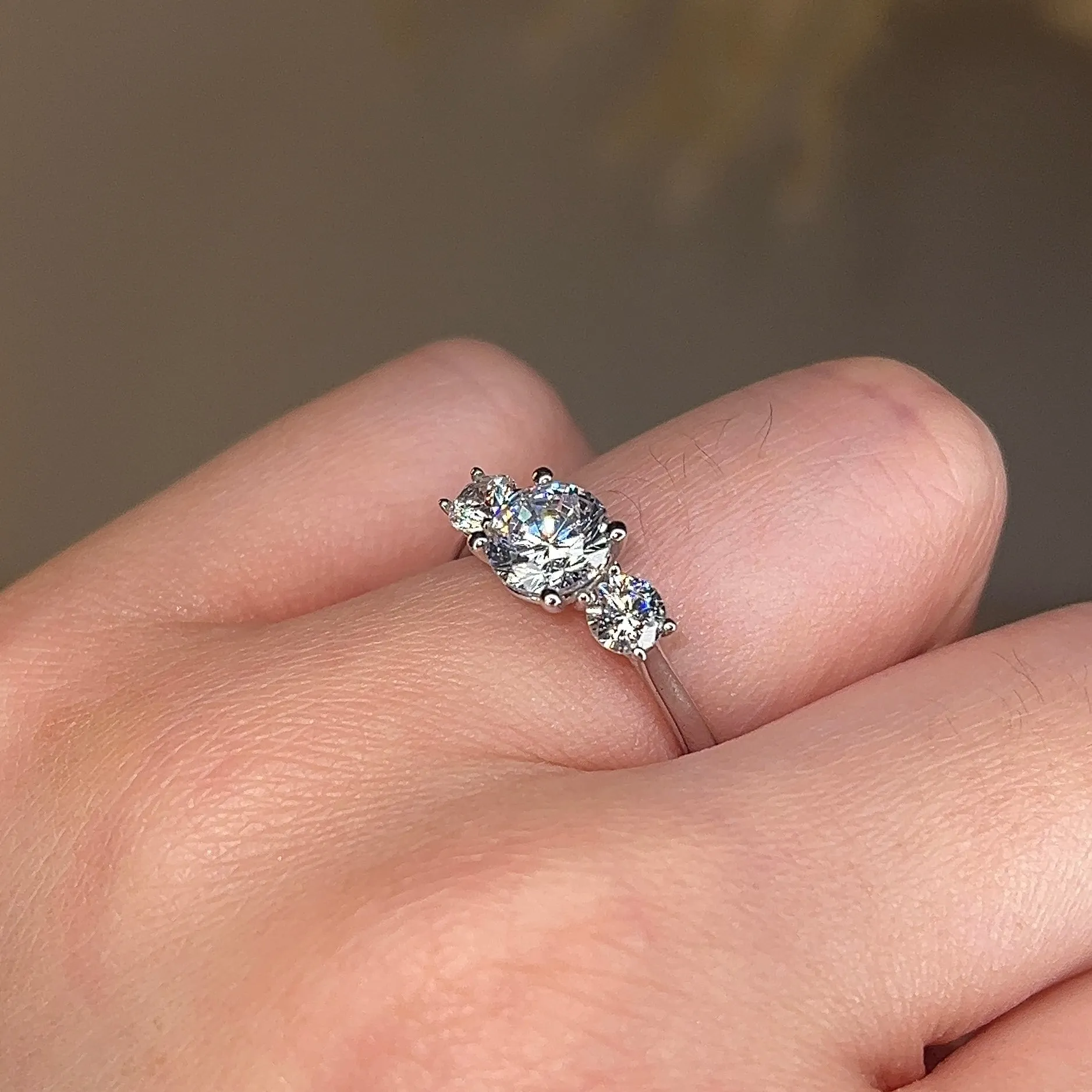 "Harper" Three Stone Round Brilliant Cut Diamond Trilogy Engagement Ring 3SRB51