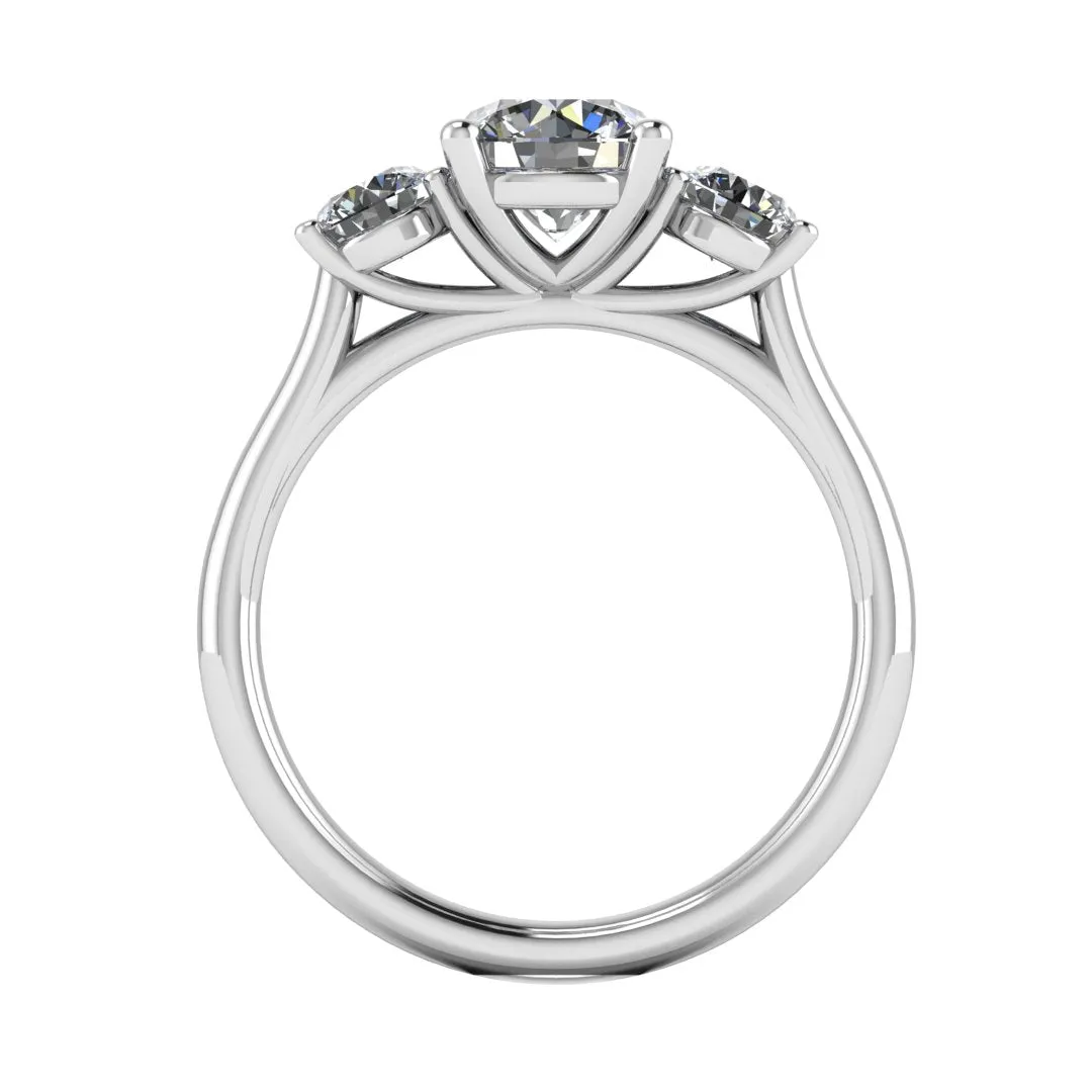 "Harper" Three Stone Round Brilliant Cut Diamond Trilogy Engagement Ring 3SRB51