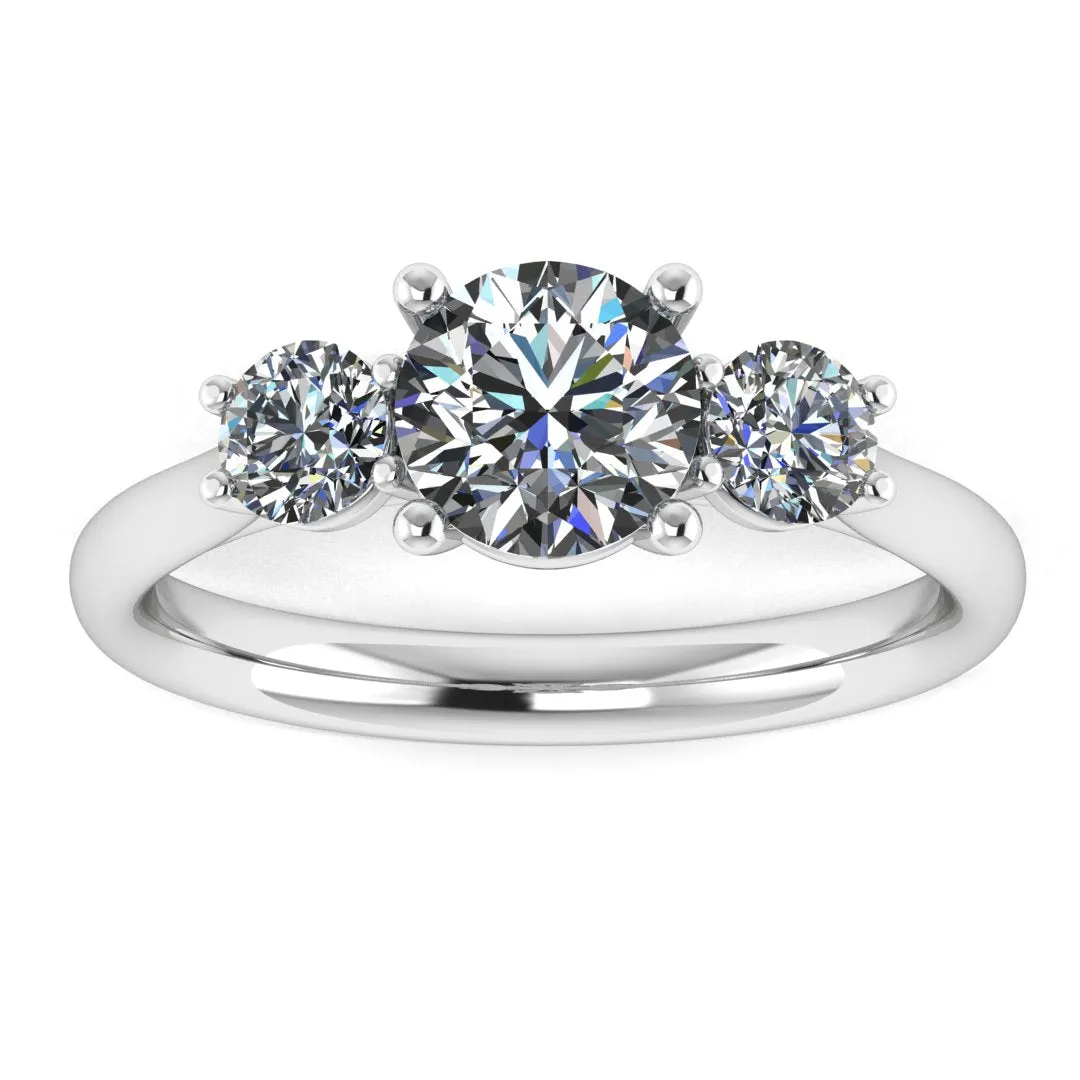 "Harper" Three Stone Round Brilliant Cut Diamond Trilogy Engagement Ring 3SRB51
