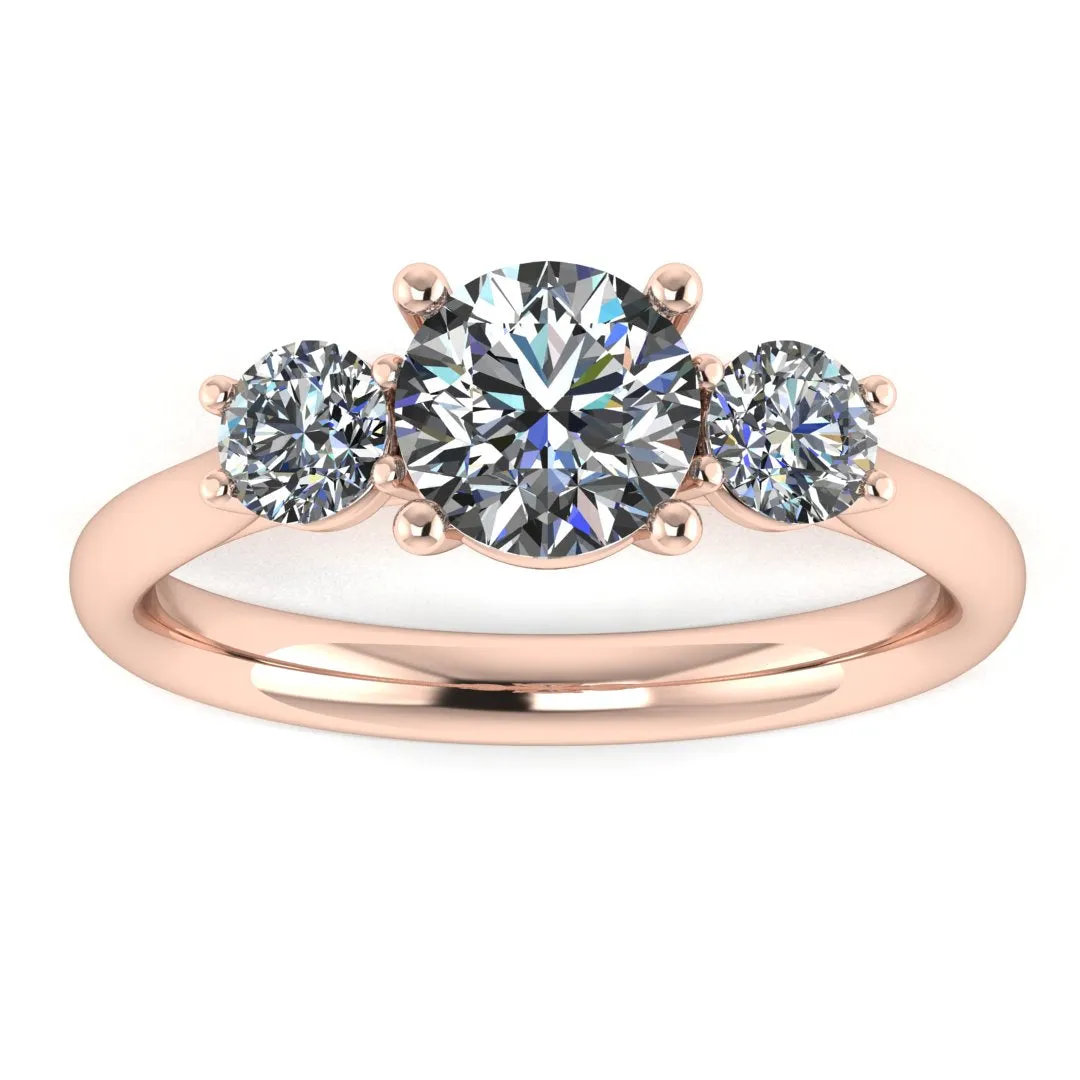 "Harper" Three Stone Round Brilliant Cut Diamond Trilogy Engagement Ring 3SRB51