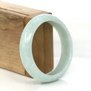 "Princess Half Round" Blue- Green Jadeite Jade Bangle Bracelet (56.94 mm) #692