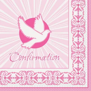 Radiant Cross Pink Confirmation Napkin