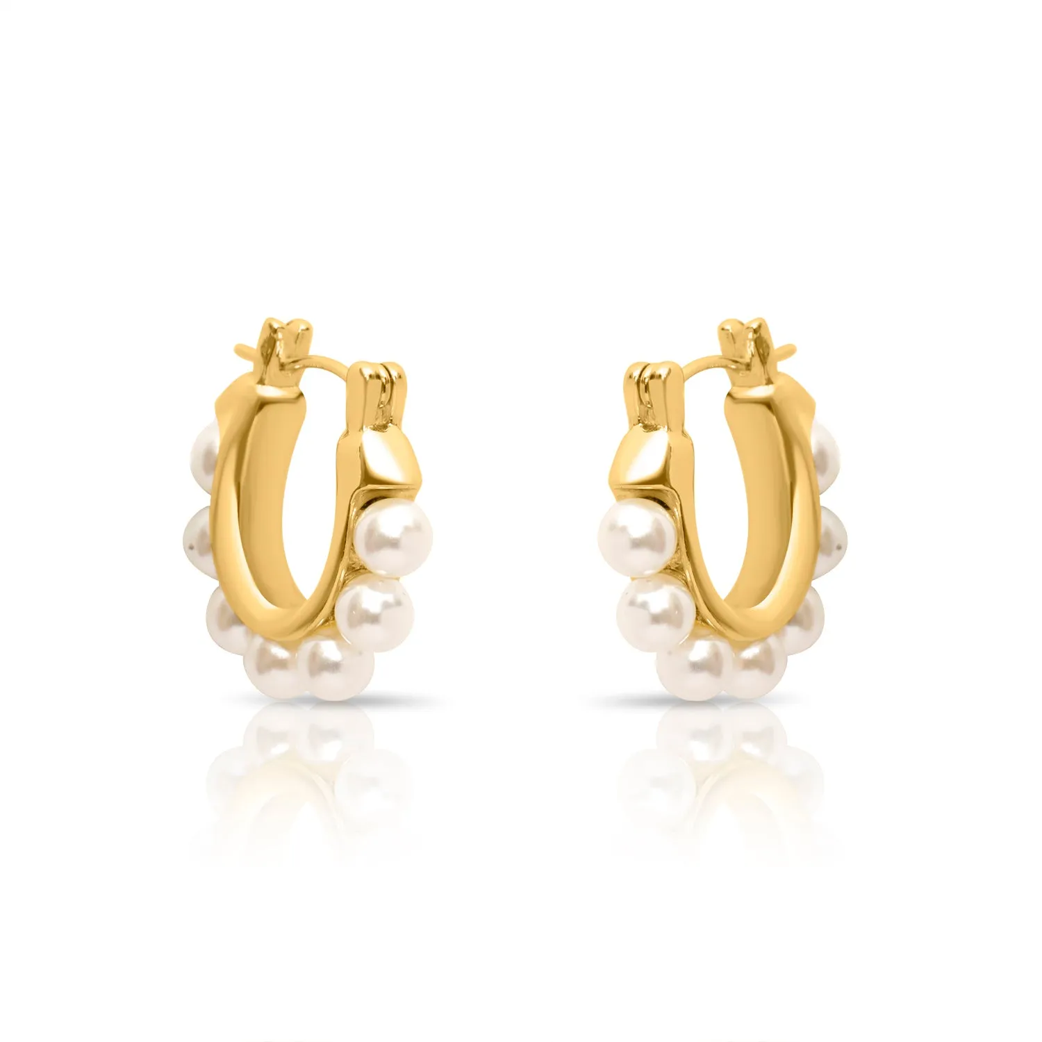 Radiant pearl hoops
