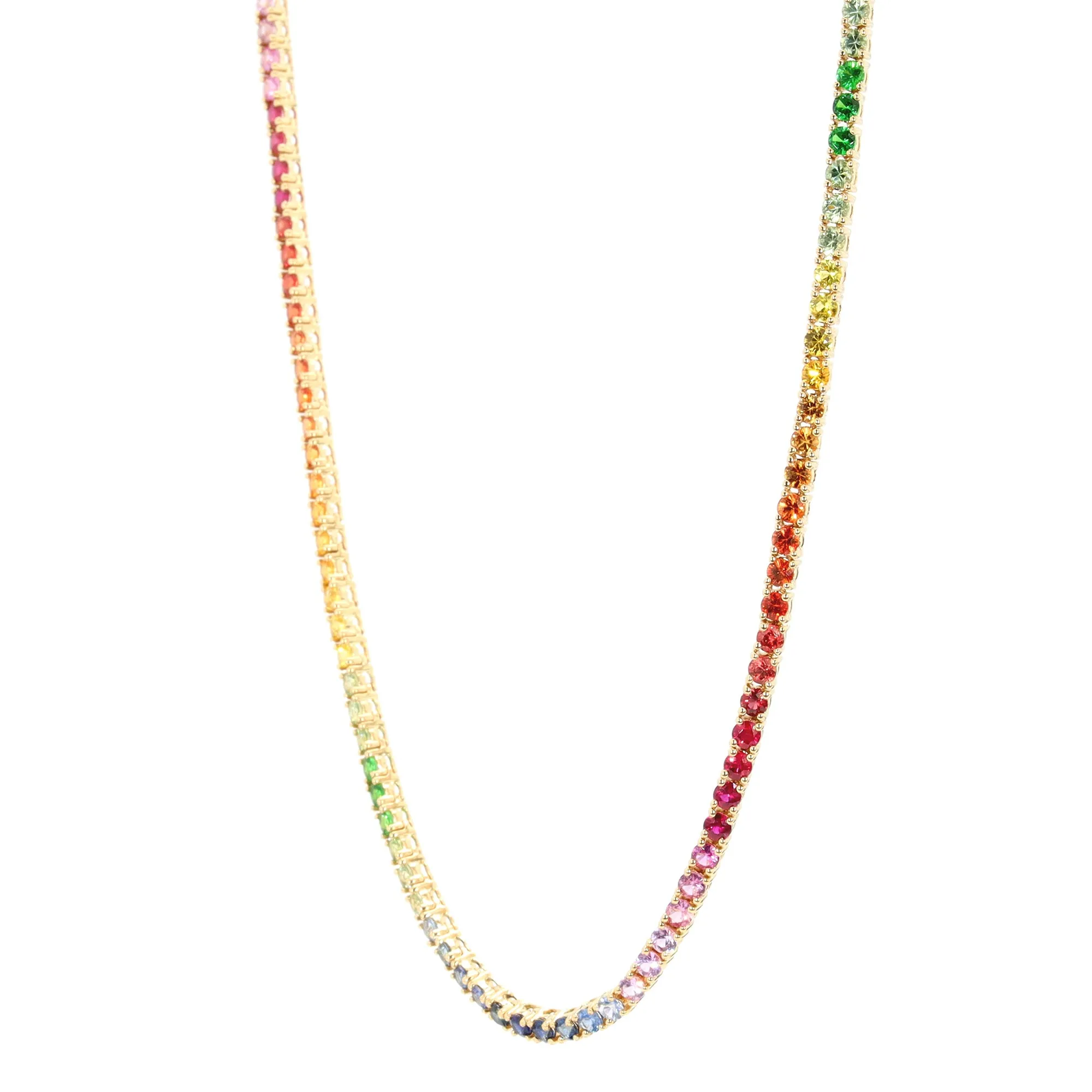 Rainbow Sapphire Tennis Necklace