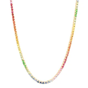 Rainbow Sapphire Tennis Necklace