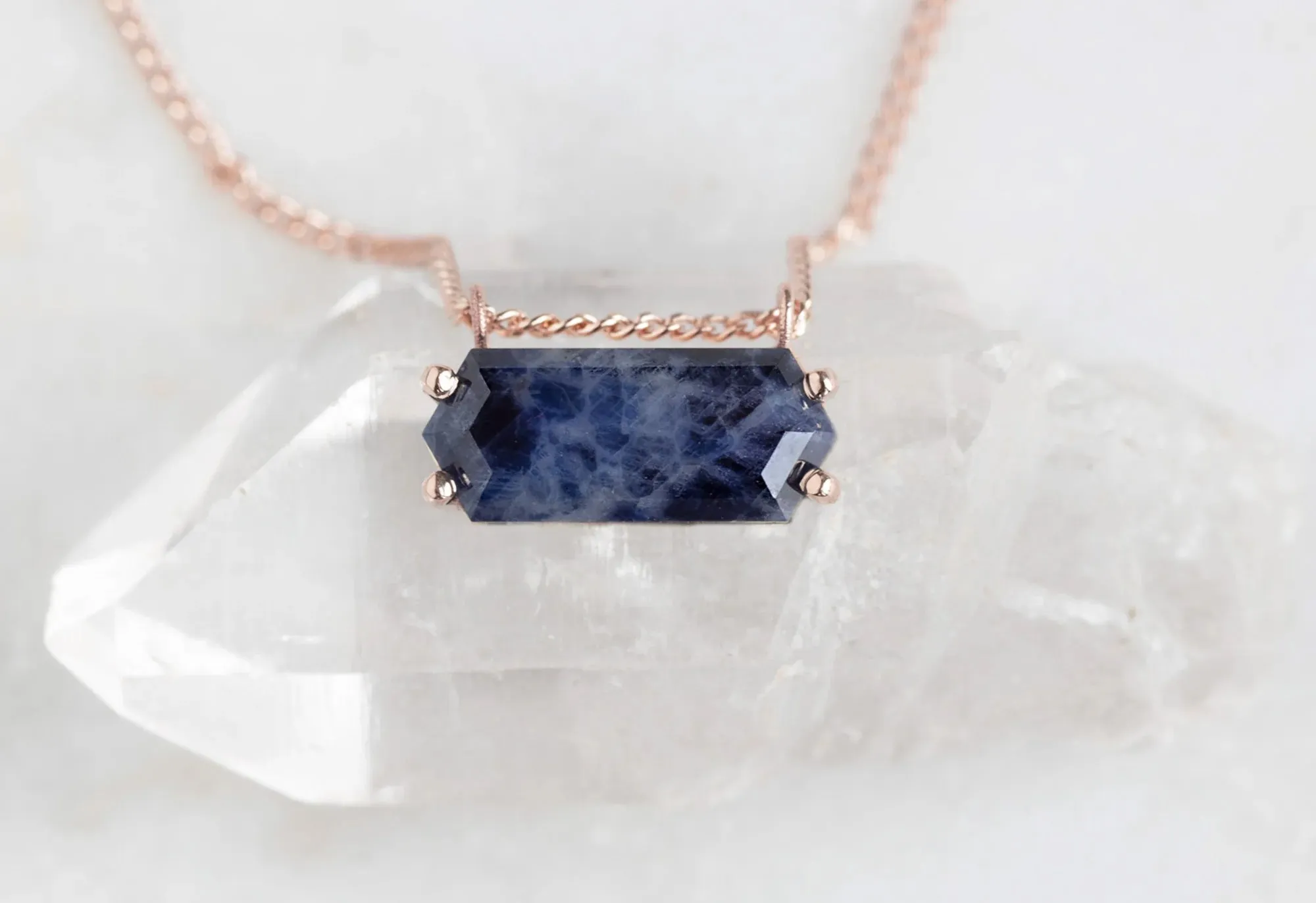Raw Sapphire Hexagon Necklace