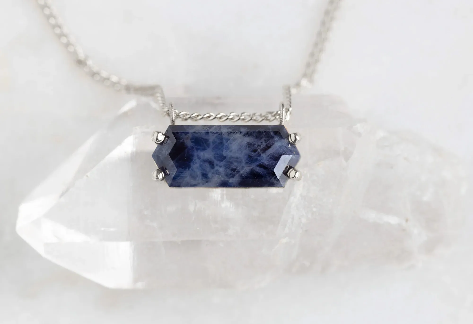 Raw Sapphire Hexagon Necklace