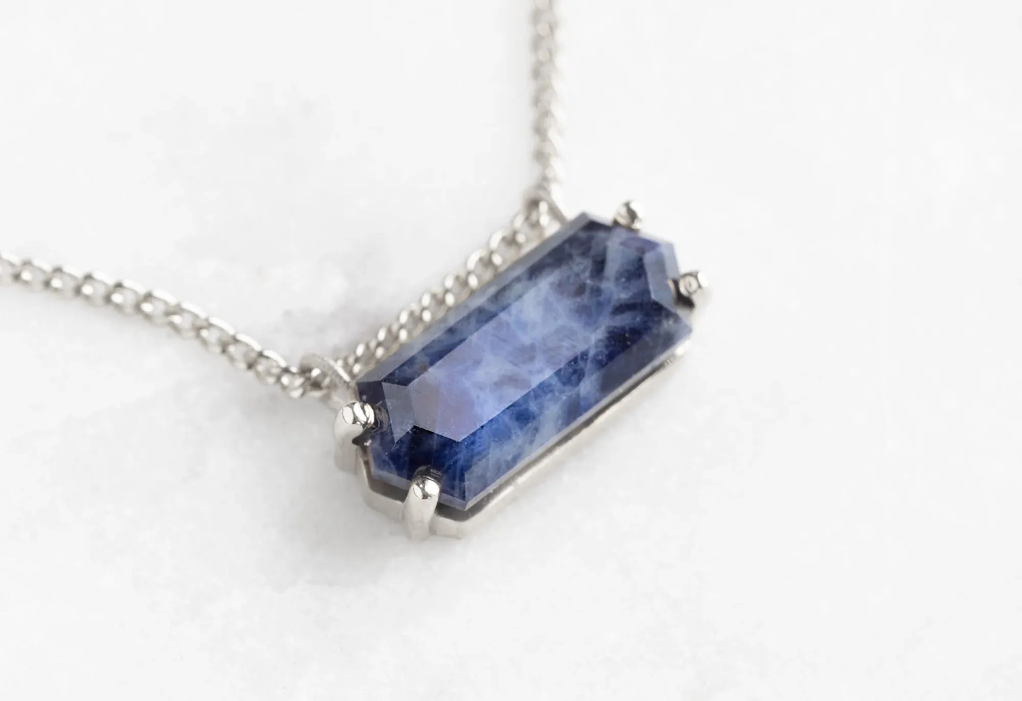 Raw Sapphire Hexagon Necklace