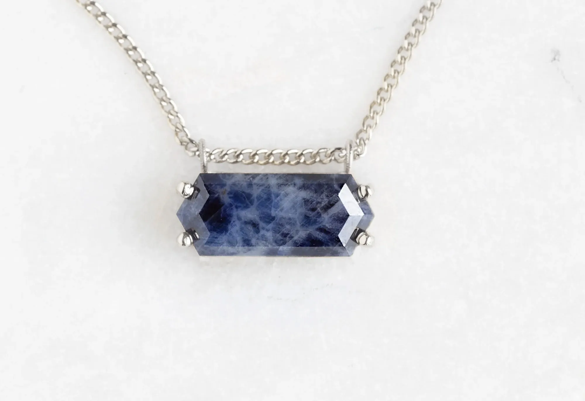 Raw Sapphire Hexagon Necklace