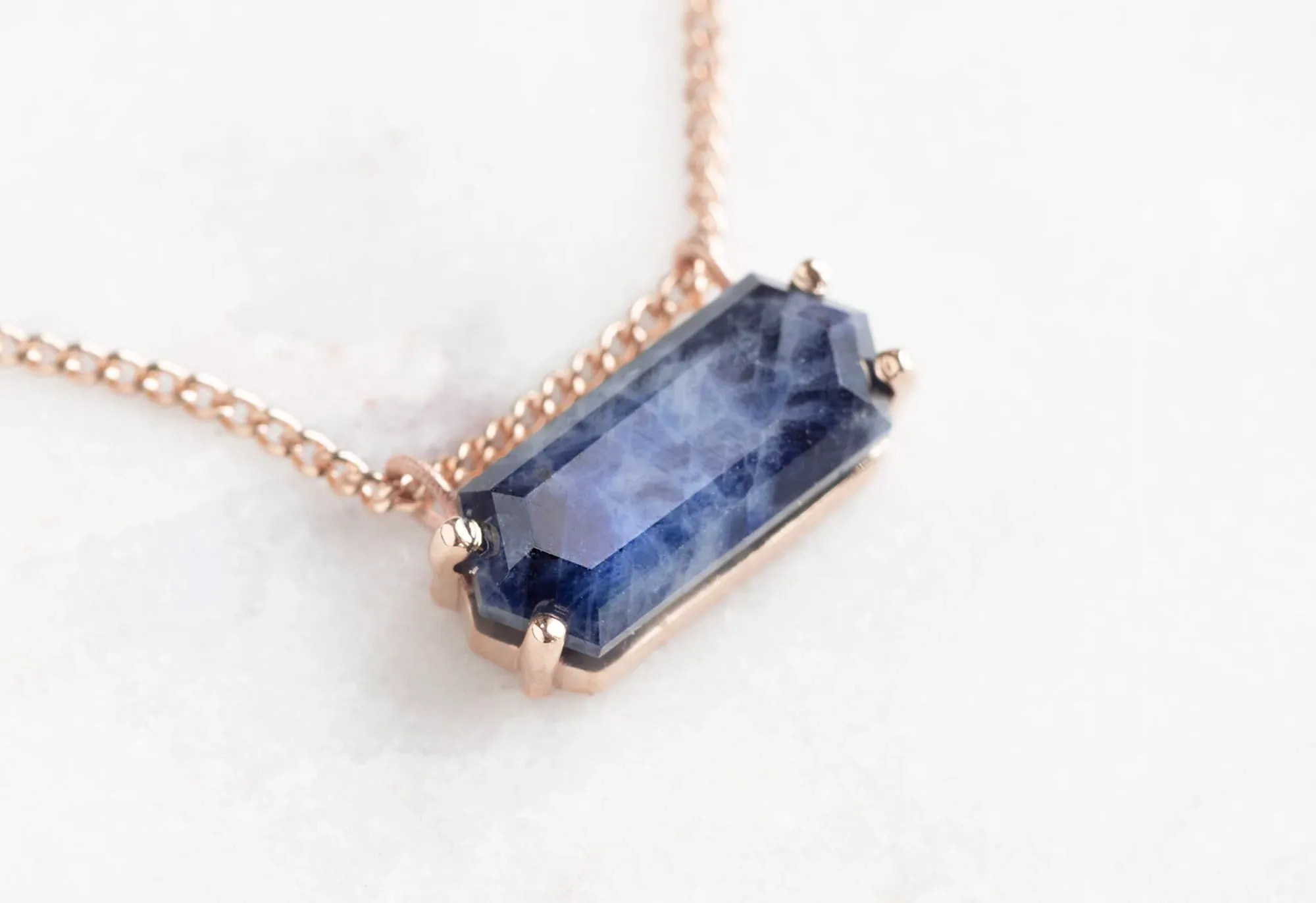 Raw Sapphire Hexagon Necklace