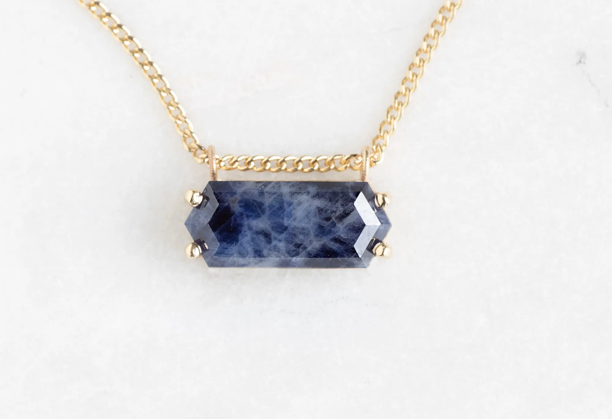 Raw Sapphire Hexagon Necklace