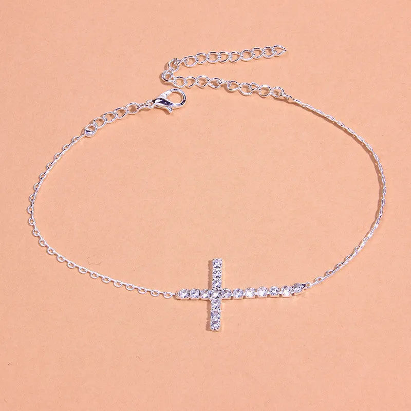 Retro Single Layer Cross Anklet