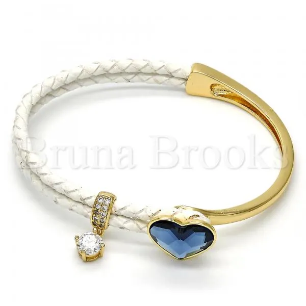 Rhodium Plated Individual Bangle, Heart Design, with Swarovski Crystals and Micro Pave, Rhodium Tone