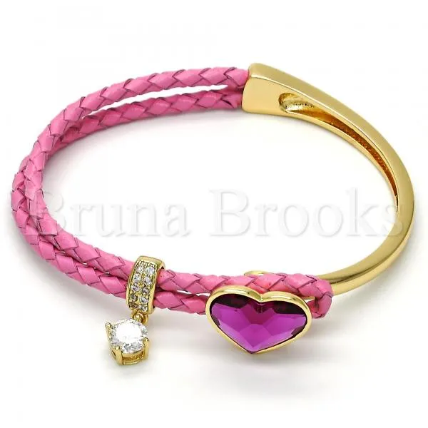 Rhodium Plated Individual Bangle, Heart Design, with Swarovski Crystals and Micro Pave, Rhodium Tone