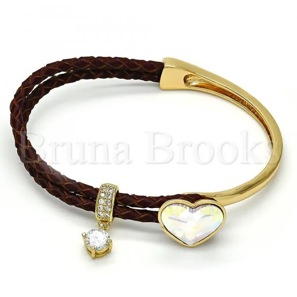 Rhodium Plated Individual Bangle, Heart Design, with Swarovski Crystals and Micro Pave, Rhodium Tone